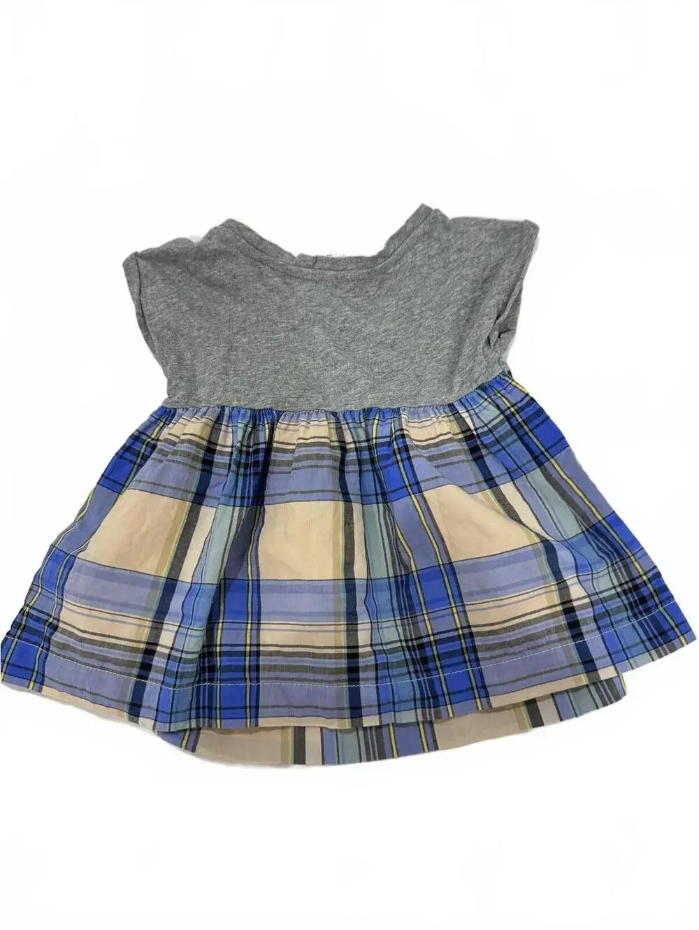 Baby Gap Plaid Babydoll Lined Top Blue Gray 18-24M
